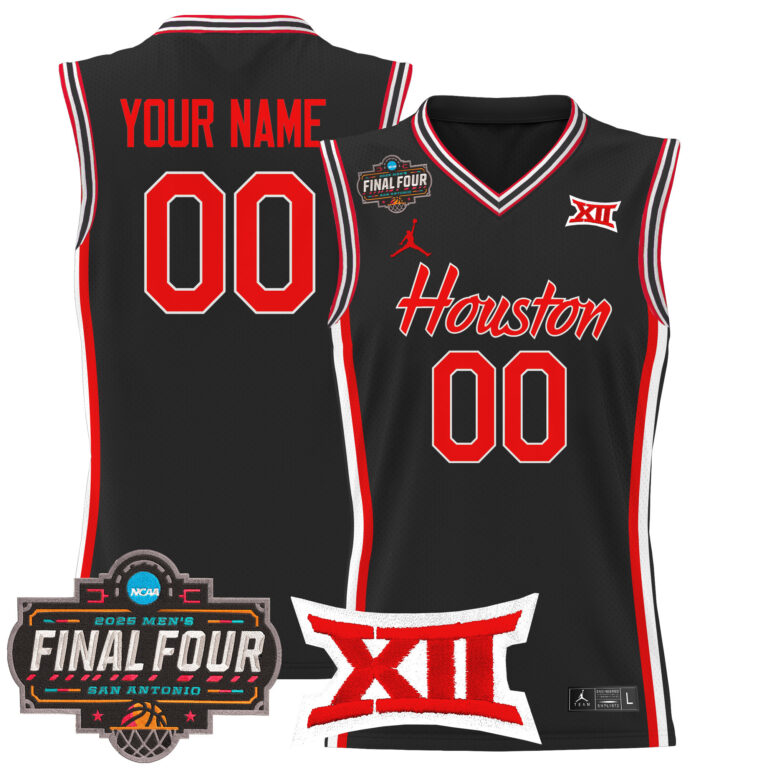 Men Houston Cougars #7 Uzan black 2025 Final Four Patch NCAA Custom Jerseys style 2->customized ncaa jersey->Custom Jersey